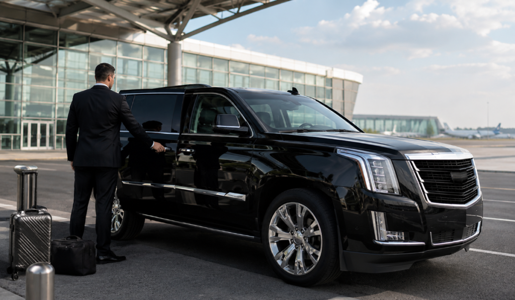 Black luxury limousine for airport limo service in Green Bay